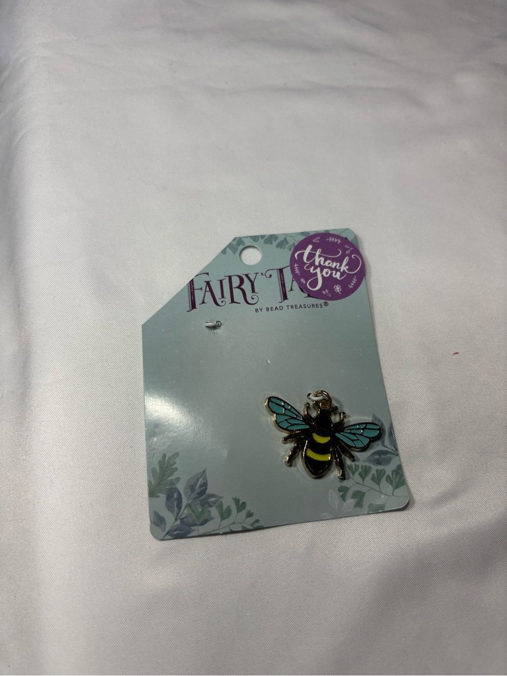 New Fairy Bee Charm Pendant - Black, Yellow, Teal Enamel